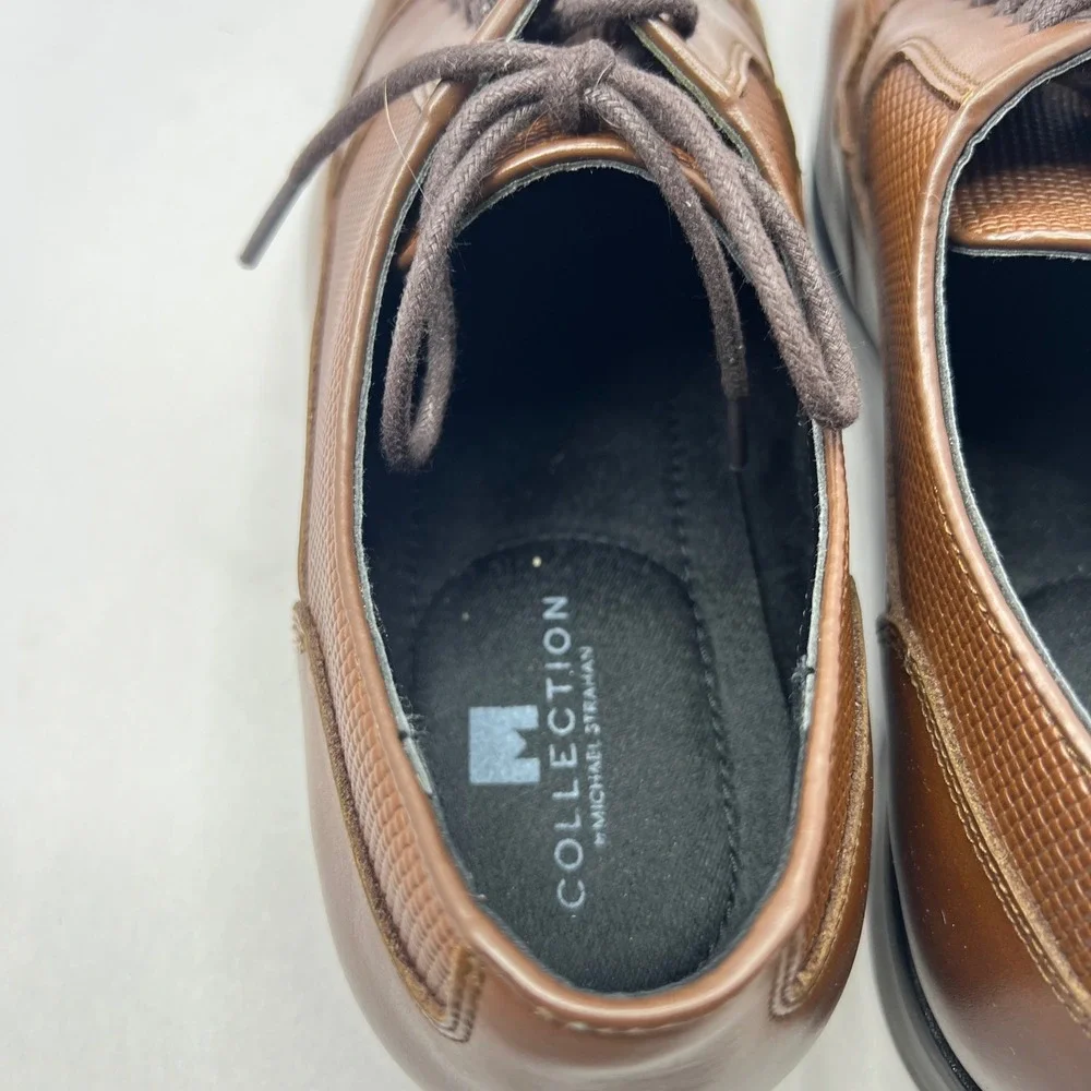 Michael Strahan Brown Dress Shoes Men 11 MS Pacific Wingtip Oxfords Preppy Laces